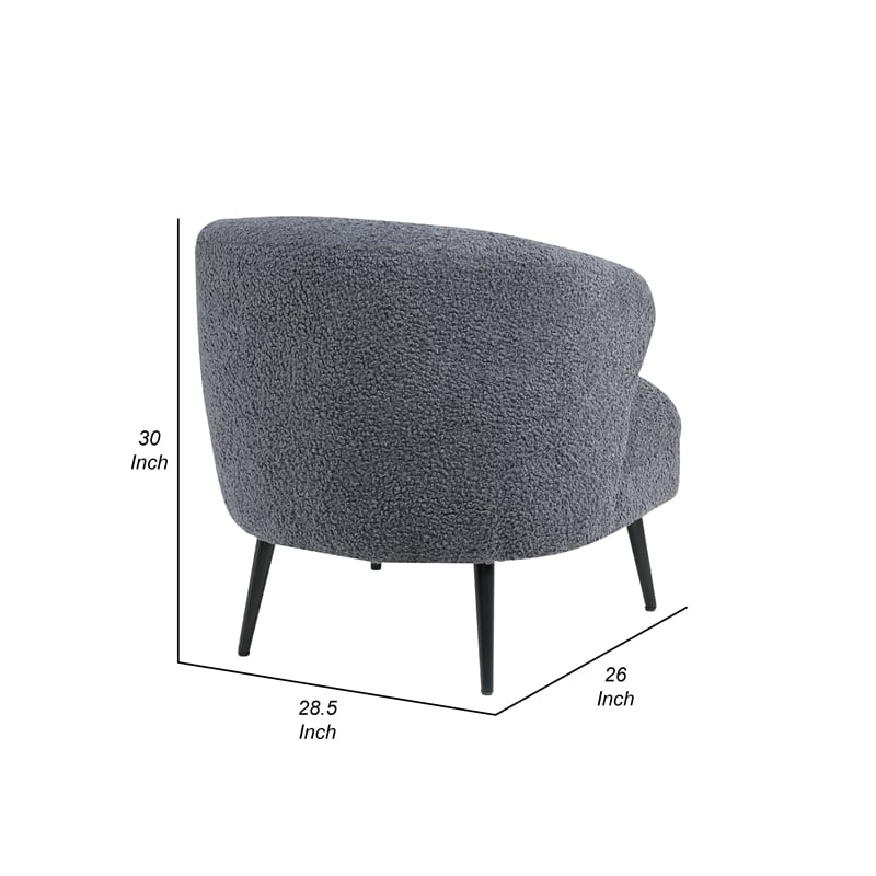 Neda Accent Chair- Soft Dark Gray Boucle- Curved Barrel Back