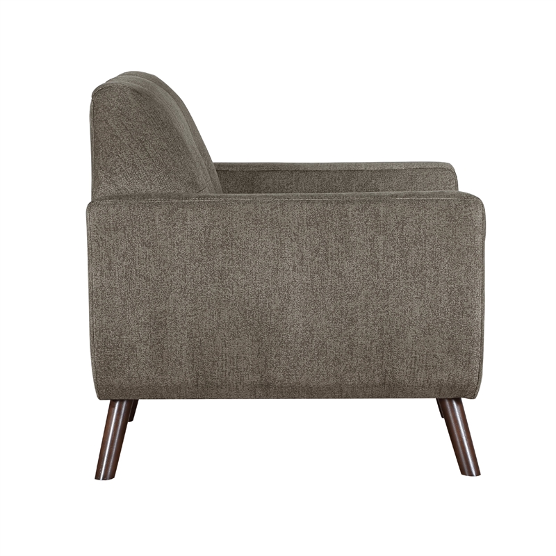 Jany Accent Chair- Tufted Brown Textured Microfiber- Walnut Tone