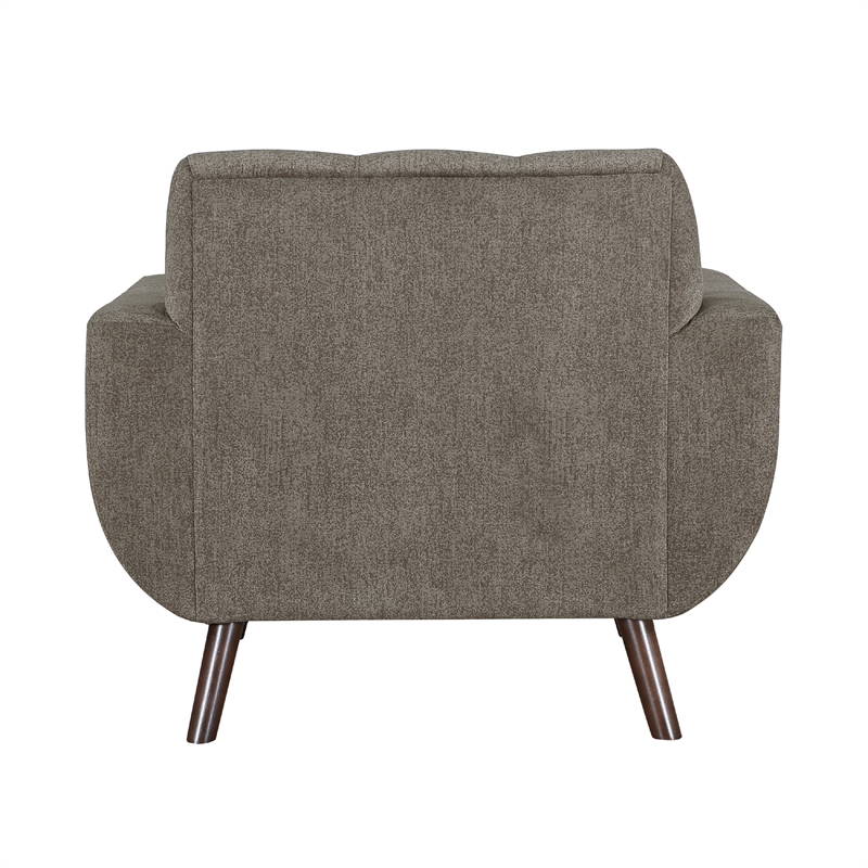 Jany Accent Chair- Tufted Brown Textured Microfiber- Walnut Tone