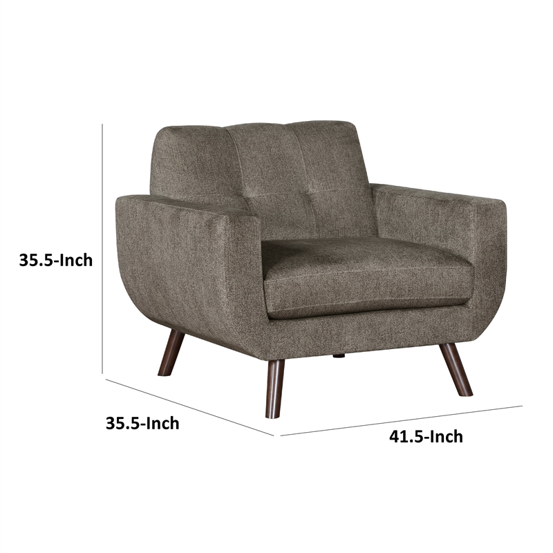 Jany Accent Chair- Tufted Brown Textured Microfiber- Walnut Tone