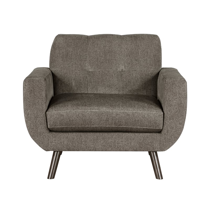 Jany Accent Chair- Tufted Brown Textured Microfiber- Walnut Tone