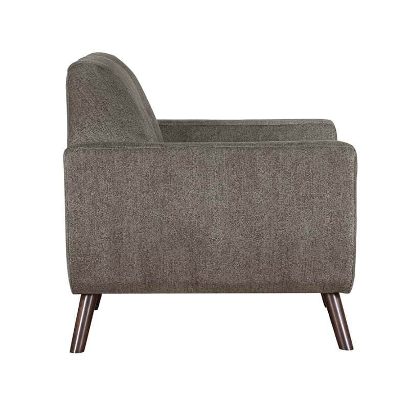Jany Accent Chair- Tufted Brown Textured Microfiber- Walnut Tone