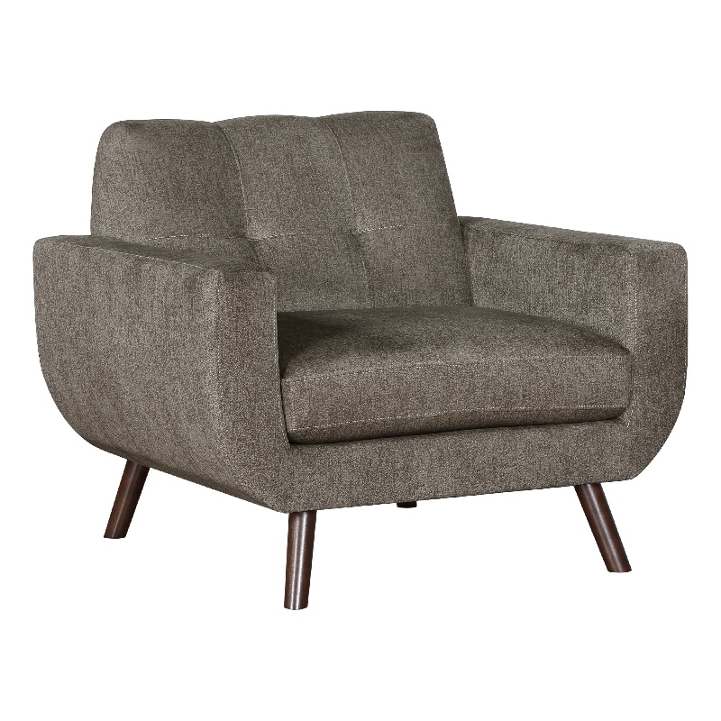 Jany Accent Chair- Tufted Brown Textured Microfiber- Walnut Tone