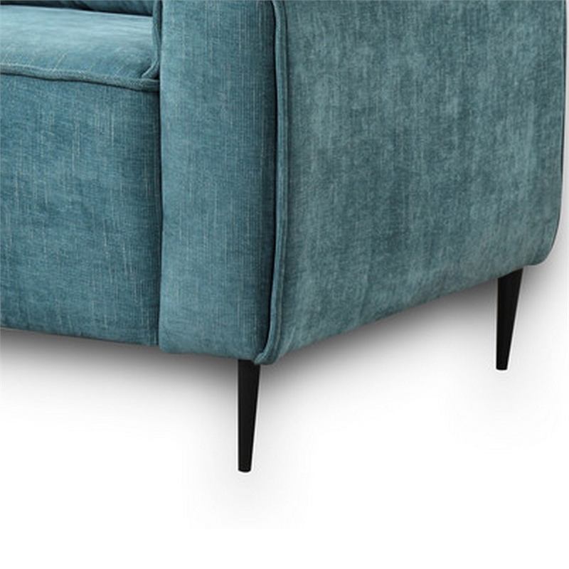 Tiu 39 Inch Accent Chair- Lumbar Pillow- Blue Chenille- Metal- Solid Wood