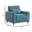 Tiu 39 Inch Accent Chair- Lumbar Pillow- Blue Chenille- Metal- Solid Wood