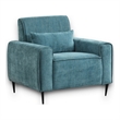 Tiu 39 Inch Accent Chair- Lumbar Pillow- Blue Chenille- Metal- Solid Wood