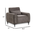 Tiu 39 Inch Accent Chair- Lumbar Pillow- Gray Chenille- Metal- Solid Wood