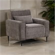 Tiu 39 Inch Accent Chair- Lumbar Pillow- Gray Chenille- Metal- Solid Wood