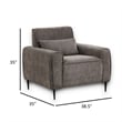 Tiu 39 Inch Accent Chair- Lumbar Pillow- Gray Chenille- Metal- Solid Wood