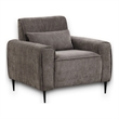 Tiu 39 Inch Accent Chair- Lumbar Pillow- Gray Chenille- Metal- Solid Wood