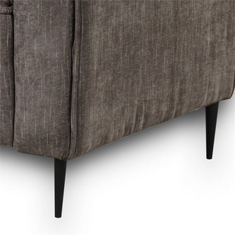Tiu 39 Inch Accent Chair- Lumbar Pillow- Gray Chenille- Metal- Solid Wood