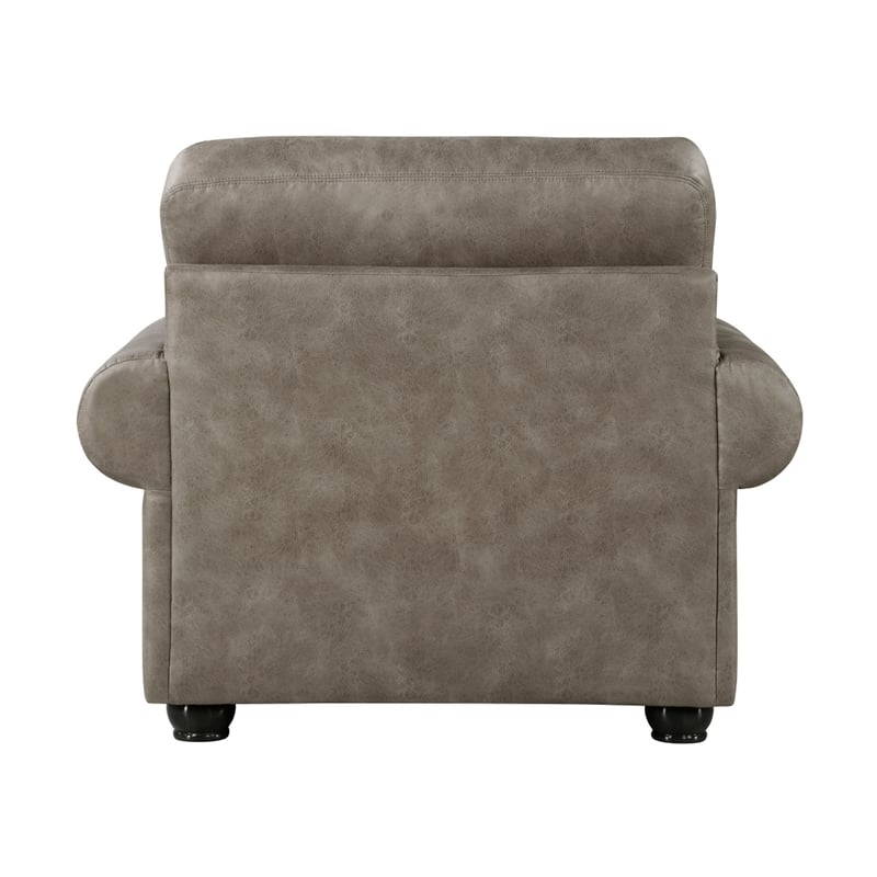 Jade 41 Inch Accent Chair- Taupe Brown Microfiber- 1 Decor Pillow- Wood