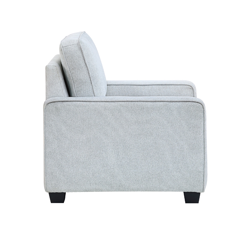 Pery Accent Chair w Reversible Cushions- Modern Light Gray Polyester