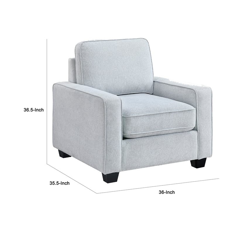 Pery Accent Chair w Reversible Cushions- Modern Light Gray Polyester