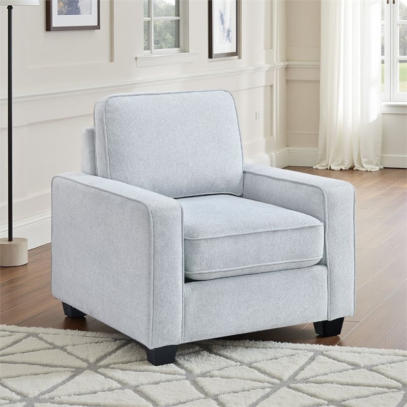 Pery Accent Chair w Reversible Cushions- Modern Light Gray Polyester