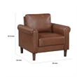 Lo Accent Chair w Rolled Arms- Mid Century Dark Brown Faux Leather