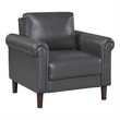 Lo Accent Chair w Rolled Arms- Midcentury Dark Gray Faux Leather