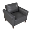 Lo Accent Chair w Rolled Arms- Midcentury Dark Gray Faux Leather