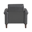 Lo Accent Chair w Rolled Arms- Midcentury Dark Gray Faux Leather