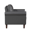 Lo Accent Chair w Rolled Arms- Midcentury Dark Gray Faux Leather