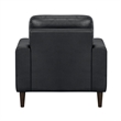 Willow 37 Inch Accent Chair- Black Top Grain and Faux Leather- Solid Wood