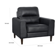 Willow 37 Inch Accent Chair- Black Top Grain and Faux Leather- Solid Wood