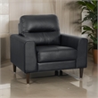 Willow 37 Inch Accent Chair- Black Top Grain and Faux Leather- Solid Wood