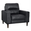 Willow 37 Inch Accent Chair- Black Top Grain and Faux Leather- Solid Wood
