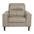 Willow 37 Inch Accent Chair- Beige Top Grain and Faux Leather- Solid Wood