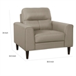 Willow 37 Inch Accent Chair- Beige Top Grain and Faux Leather- Solid Wood