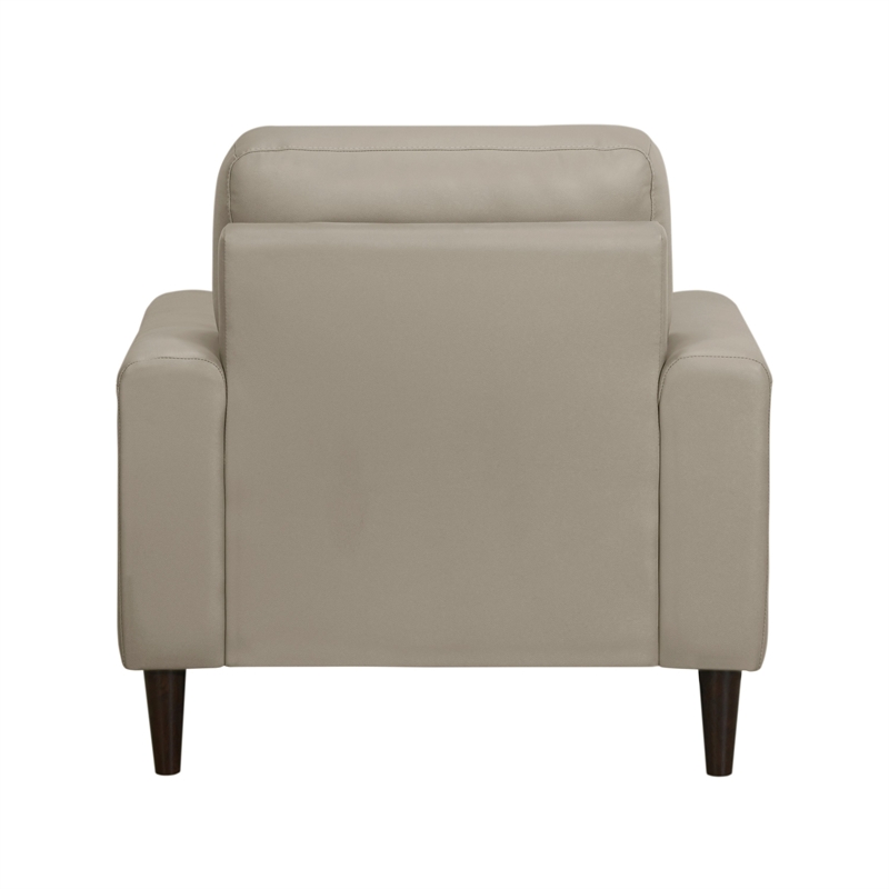 Willow 37 Inch Accent Chair- Beige Top Grain and Faux Leather- Solid Wood