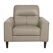 Willow 37 Inch Accent Chair- Beige Top Grain and Faux Leather- Solid Wood