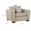 Gini 45 Inch Accent Chair- 3 Pillows- Nailhead Trim- Brown Chenille- Wood