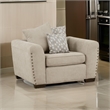 Gini 45 Inch Accent Chair- 3 Pillows- Nailhead Trim- Brown Chenille- Wood
