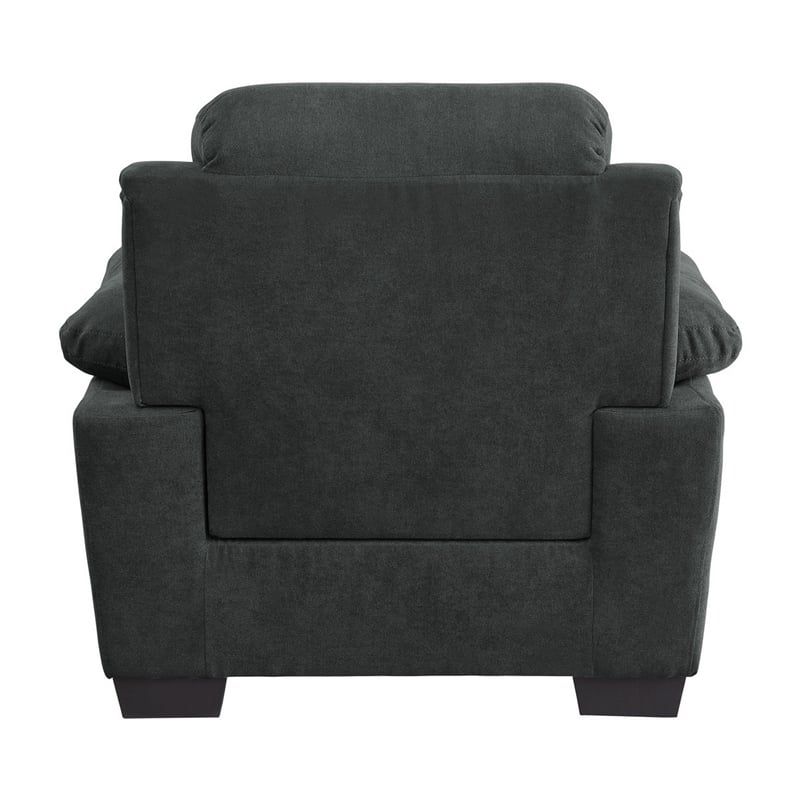Hugh 36 Inch Accent Chair- Dark Gray Polyester- Foam Cushioned- Solid Wood