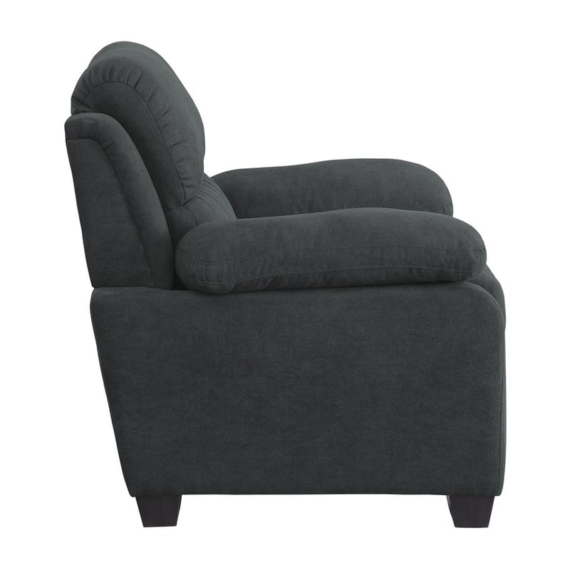 Hugh 36 Inch Accent Chair- Dark Gray Polyester- Foam Cushioned- Solid Wood