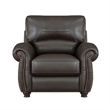 Kia 37 Inch Accent Chair- Dark Brown Top Grain and Faux Leather- Solid Wood