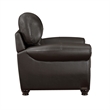 Kia 37 Inch Accent Chair- Dark Brown Top Grain and Faux Leather- Solid Wood