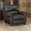 Kia 37 Inch Accent Chair- Dark Brown Top Grain and Faux Leather- Solid Wood