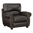 Kia 37 Inch Accent Chair- Dark Brown Top Grain and Faux Leather- Solid Wood