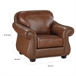 Boro 40 Inch Accent Chair- Brown Top Grain and Faux Leather- Solid Wood
