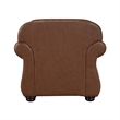 Boro 40 Inch Accent Chair- Brown Top Grain and Faux Leather- Solid Wood