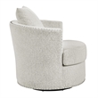 Meil 34 Inch Swivel Accent Chair- Beige Chenille- Nailhead Trim- Solid Wood