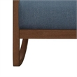 Clovi 32 Inch Rocker Accent Chair- Blue Fabric- Foam Cushions- Brown Wood