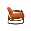 Clovi 32 Inch Rocker Accent Chair- Orange Fabric- Foam Cushions- Brown Wood