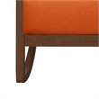Clovi 32 Inch Rocker Accent Chair- Orange Fabric- Foam Cushions- Brown Wood