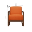 Clovi 32 Inch Rocker Accent Chair- Orange Fabric- Foam Cushions- Brown Wood