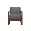 Clovi 32 Inch Rocking Accent Chair- Gray Fabric- Foam Cushions- Brown Wood