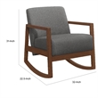 Clovi 32 Inch Rocking Accent Chair- Gray Fabric- Foam Cushions- Brown Wood
