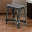 Rena Accent Chairside Table- X Legs- 24in Distressed Rustic Black Wood